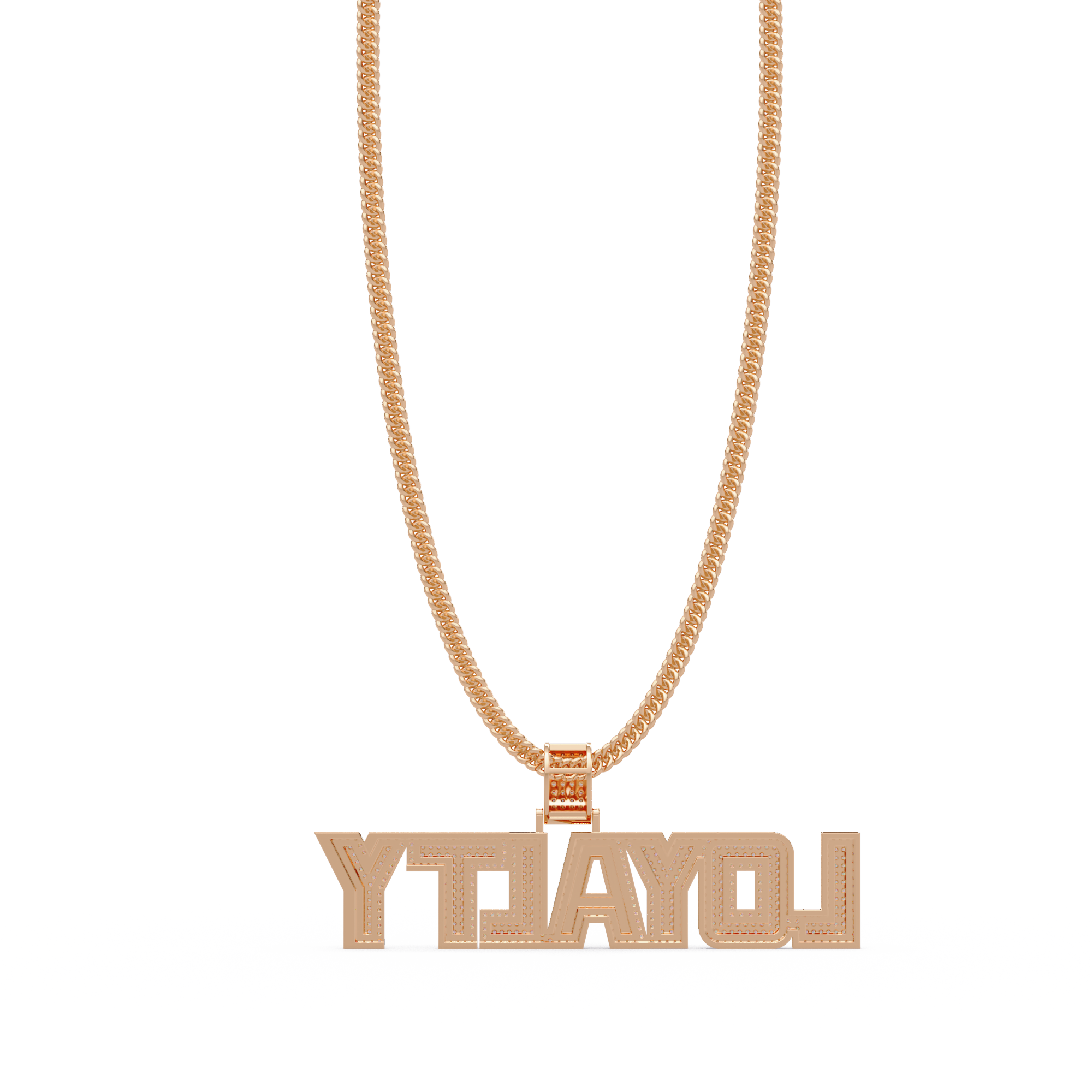 “LOYALTY Letter Pendant  Fully Iced Moissanite Diamond Charm