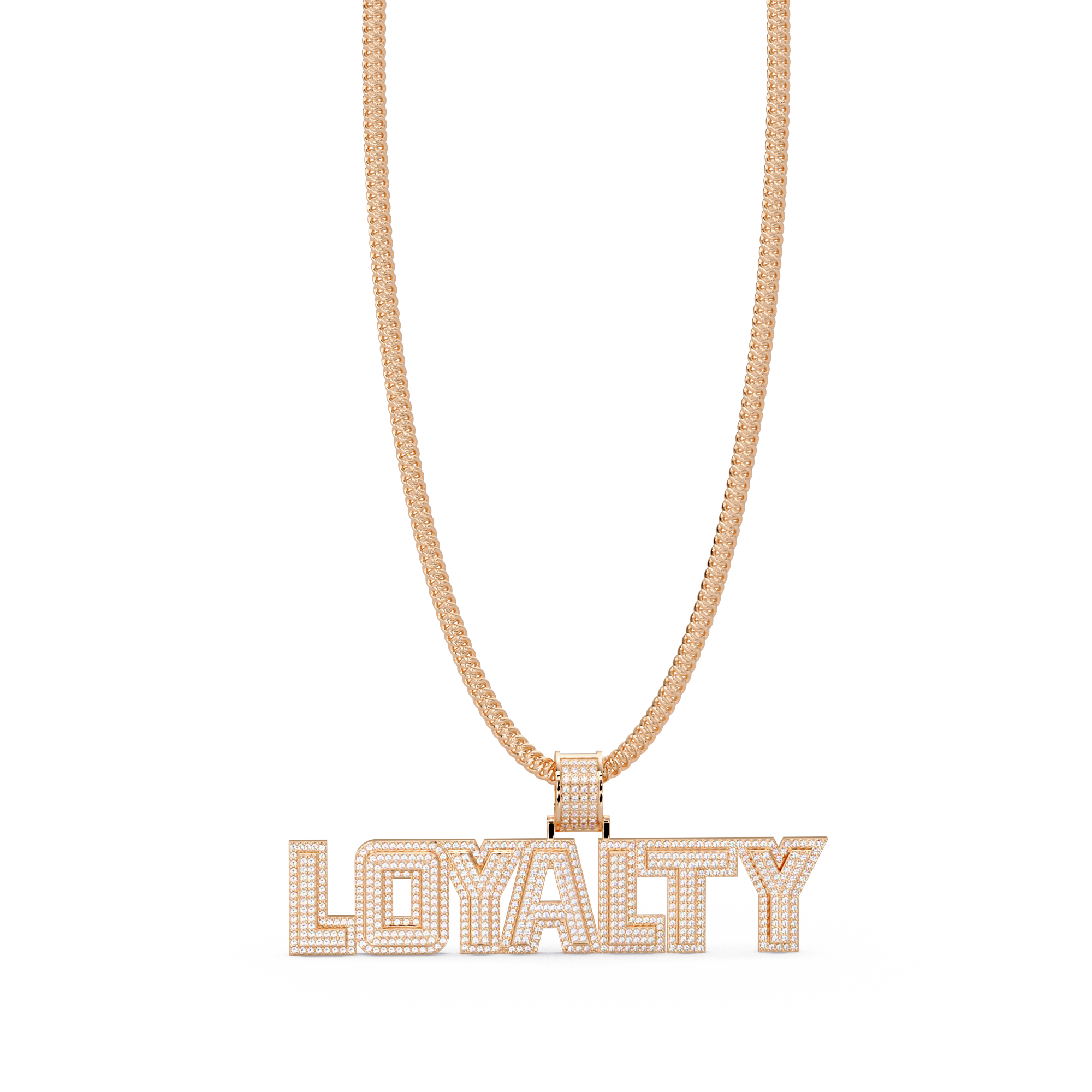 “LOYALTY Letter Pendant  Fully Iced Moissanite Diamond Charm