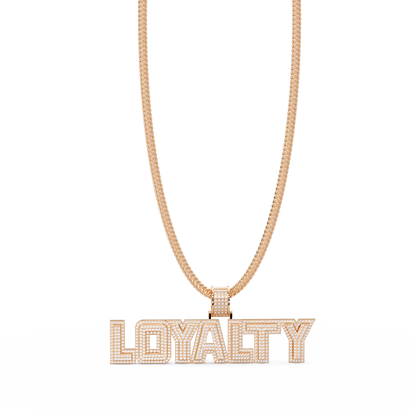 “LOYALTY Letter Pendant  Fully Iced Moissanite Diamond Charm