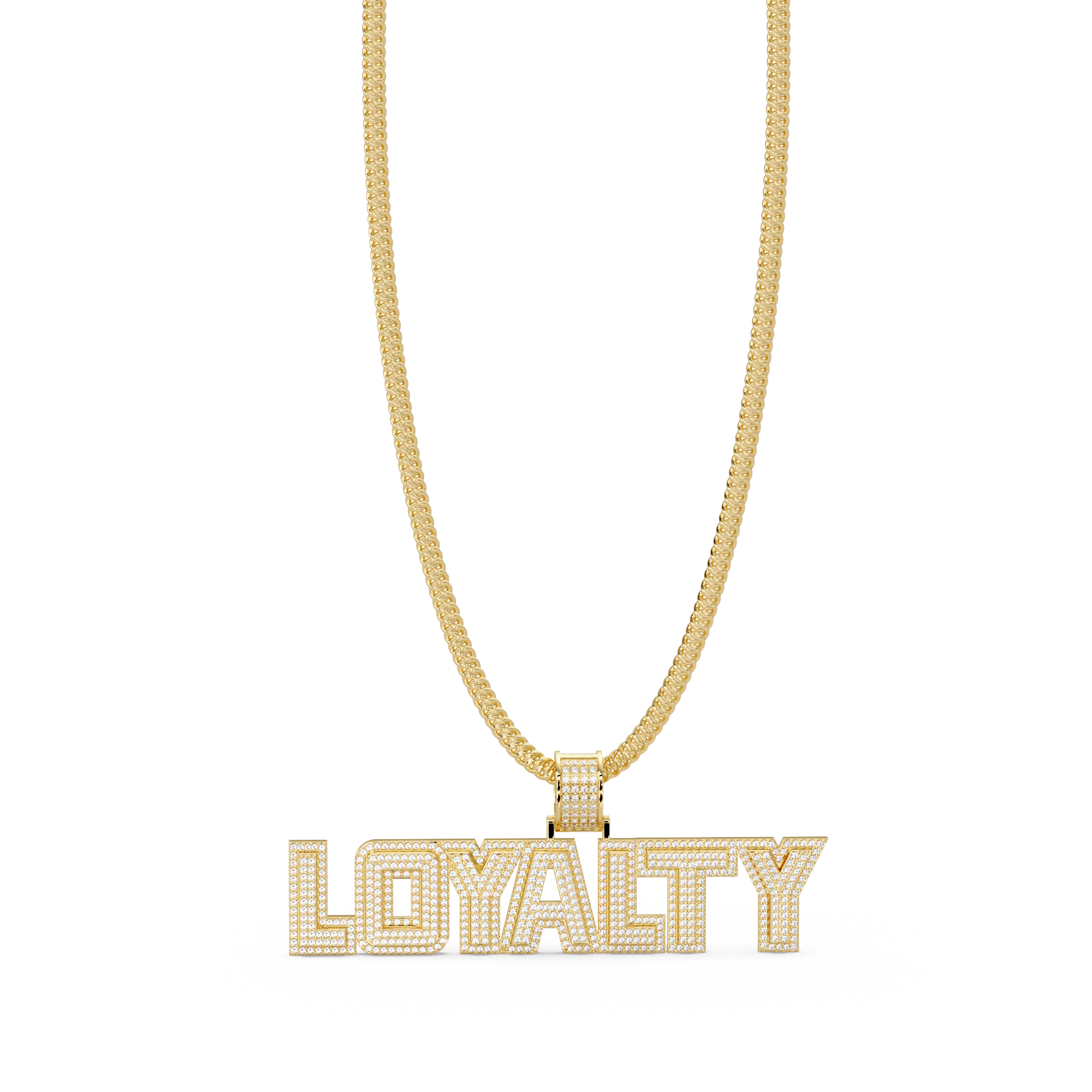 “LOYALTY Letter Pendant  Fully Iced Moissanite Diamond Charm