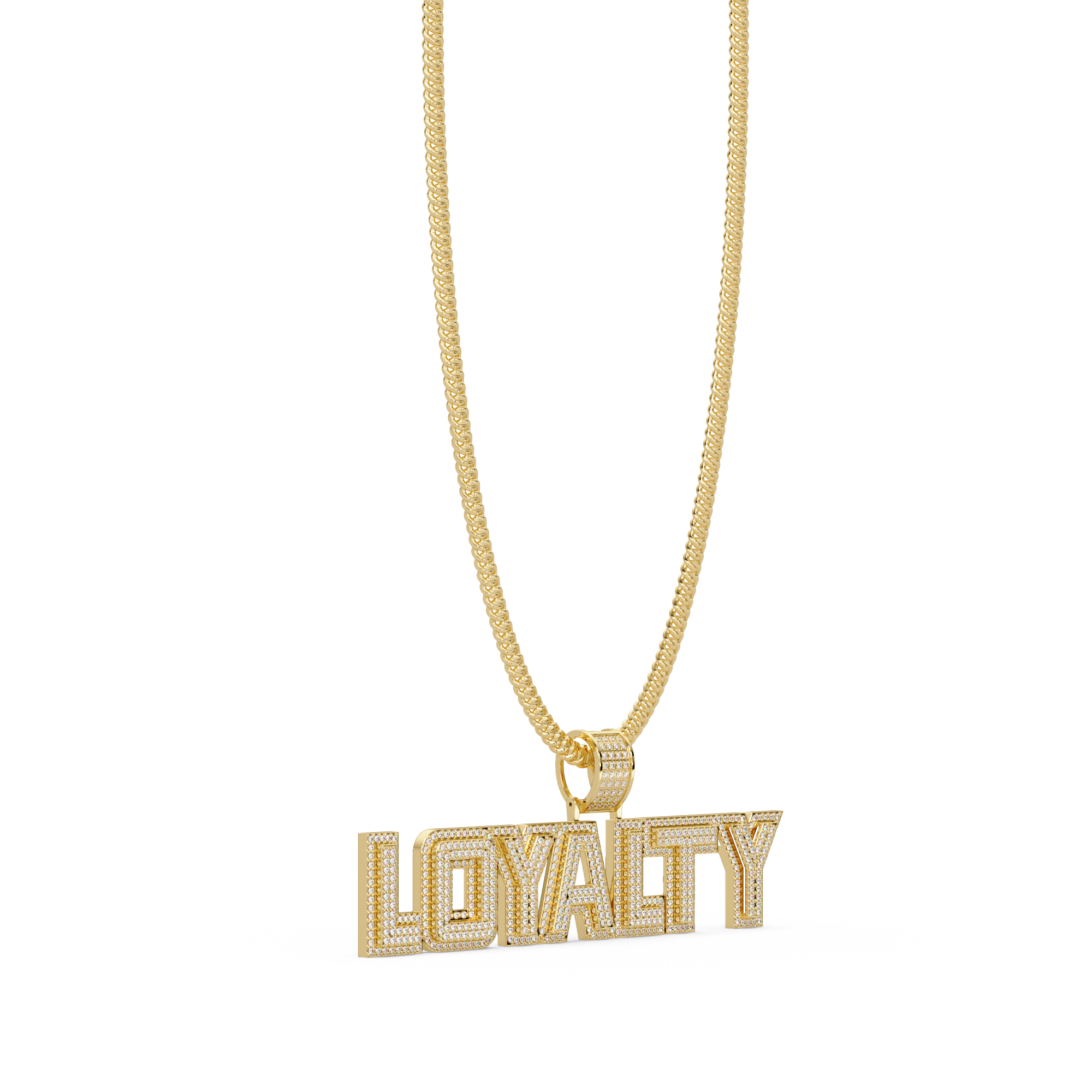 “LOYALTY Letter Pendant  Fully Iced Moissanite Diamond Charm