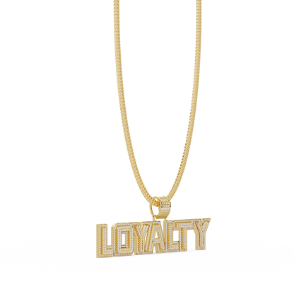 “LOYALTY Letter Pendant  Fully Iced Moissanite Diamond Charm