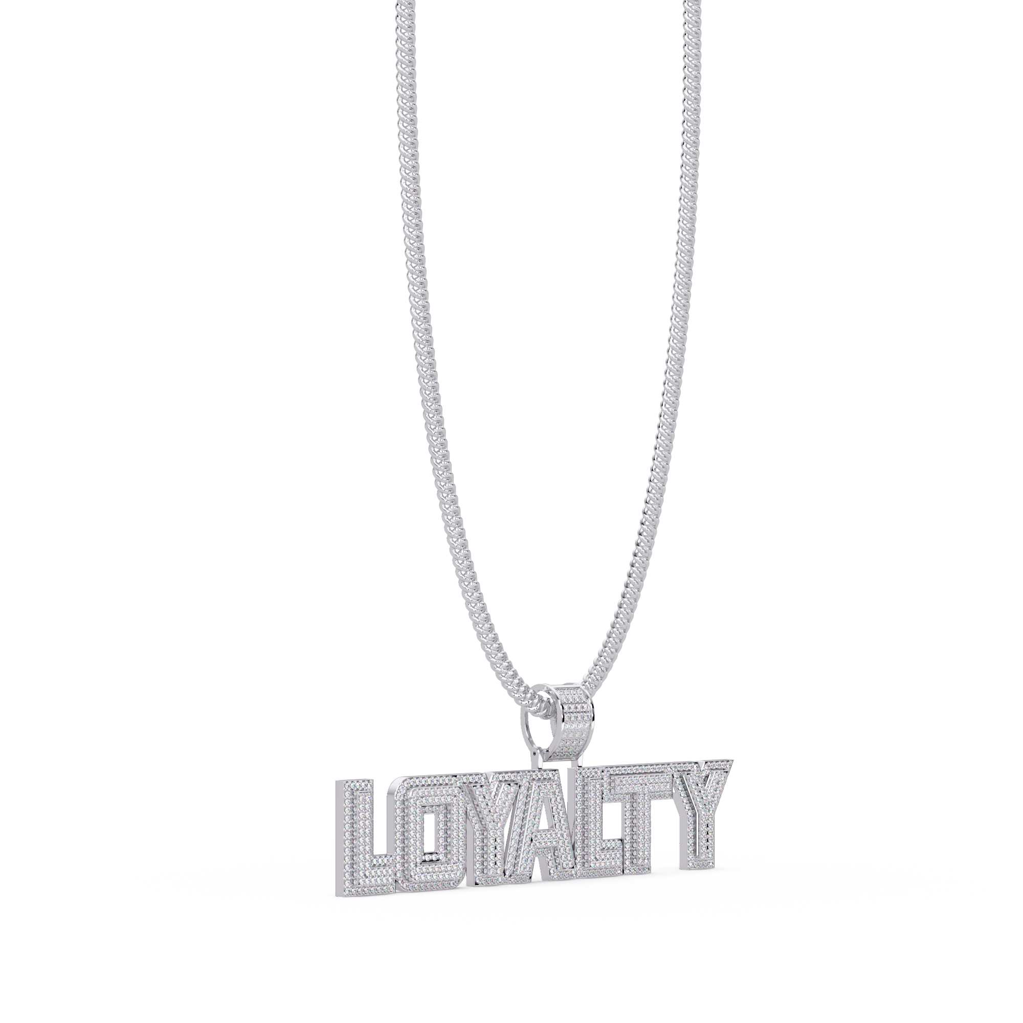 “LOYALTY Letter Pendant  Fully Iced Moissanite Diamond Charm