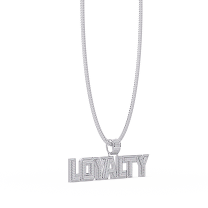 “LOYALTY Letter Pendant  Fully Iced Moissanite Diamond Charm