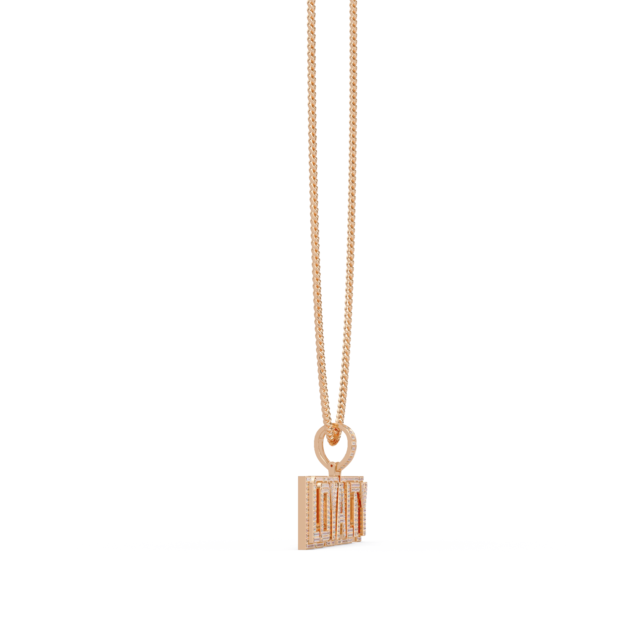 “LOYALTY Letter Pendant  Fully Iced Moissanite Diamond Charm