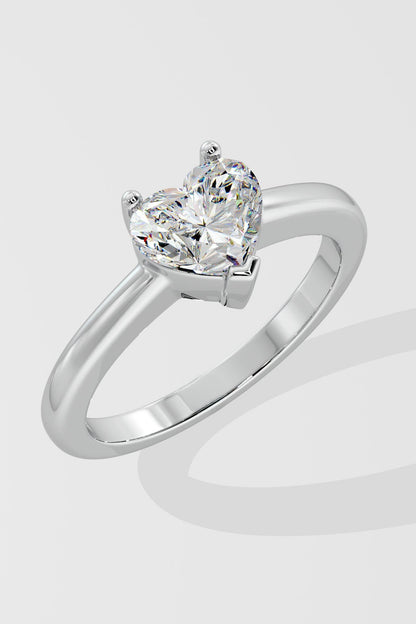 1.5 CT HEART CUT LAB GROWN DIAMOND 3 PRONG SET LOVE SYMBOL DIAMOND RING