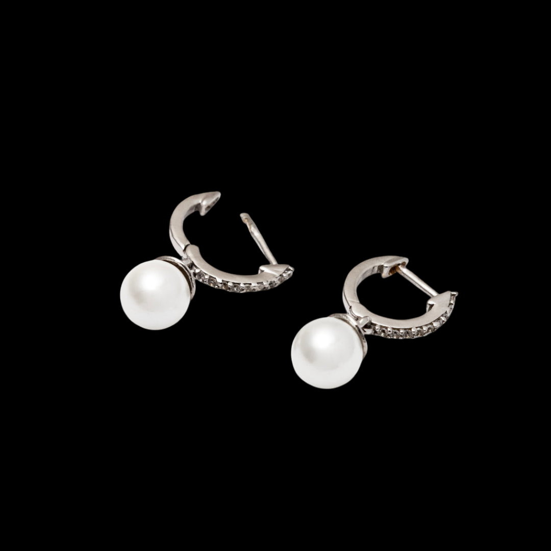 Round Cut VVS Moissanite Diamond Hook Pearl Beautiful Women's Errings