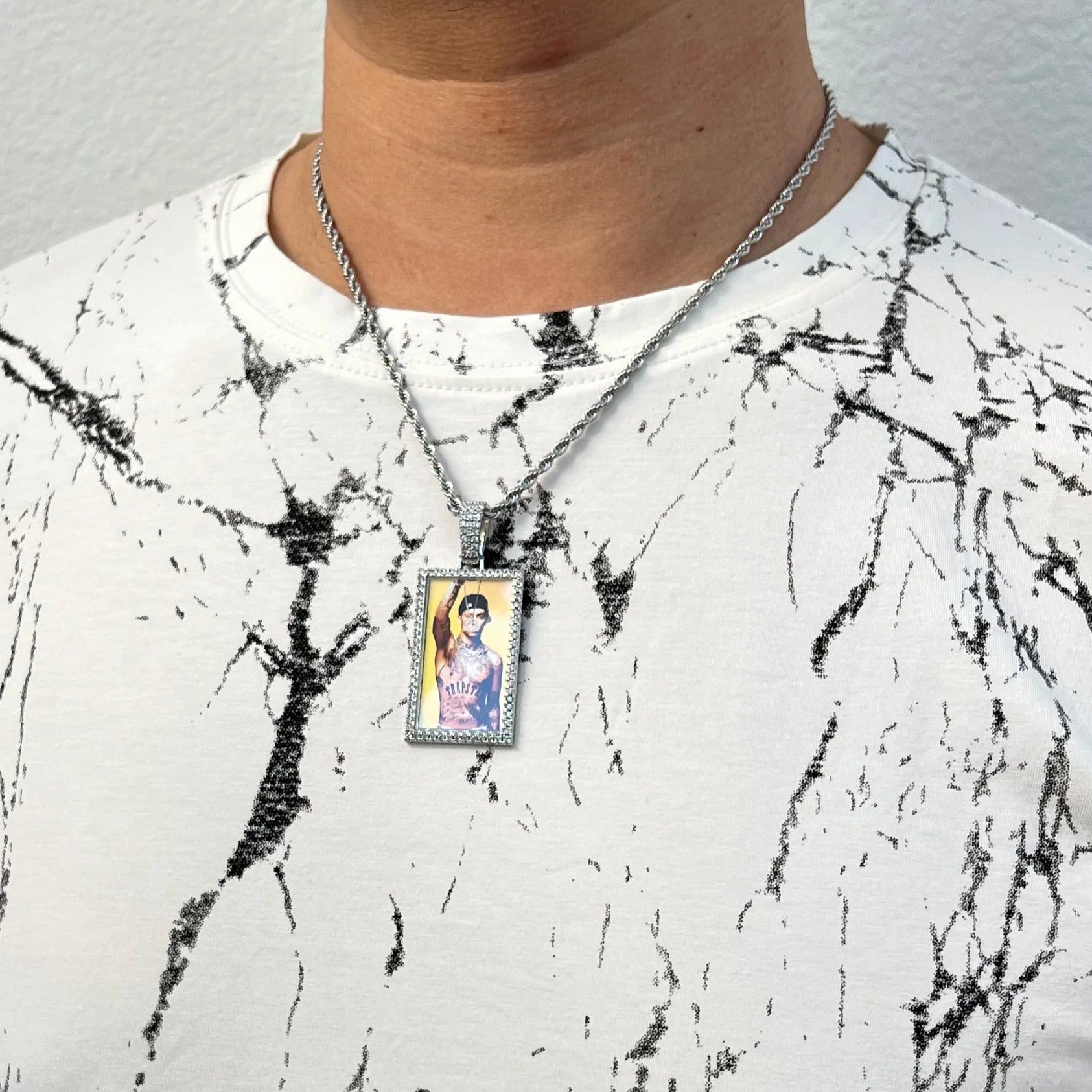 Moissanite VVS Diamond Rectangle Shape Photo Pendant
