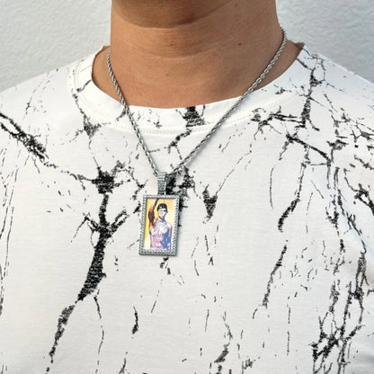 Moissanite VVS Diamond Rectangle Shape Photo Pendant