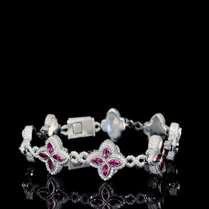 Iced Out Women Pink Trendy Candy Infinity Link Moissanite Diamond Bracelet