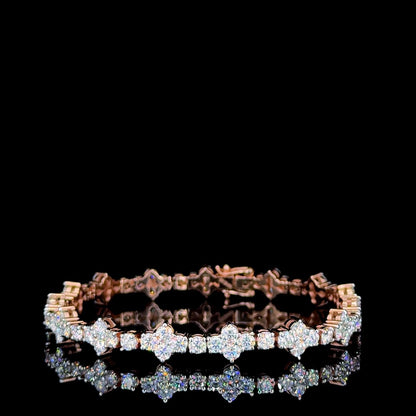 Iced Out Women Trendy White Rose Gold Moissanite Diamond Bracelet