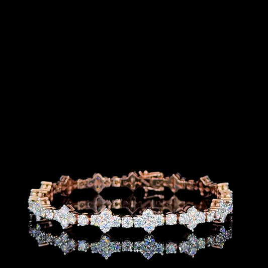 Iced Out Women Trendy White Rose Gold Moissanite Diamond Bracelet