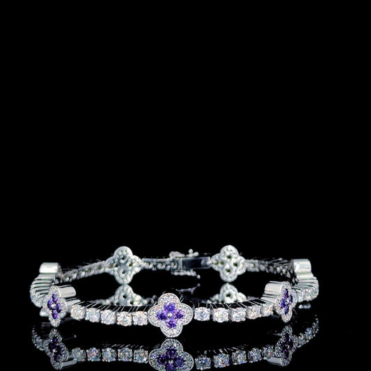 Iced Out Women Trendy White Rose Gold Moissanite Diamond Bracelet