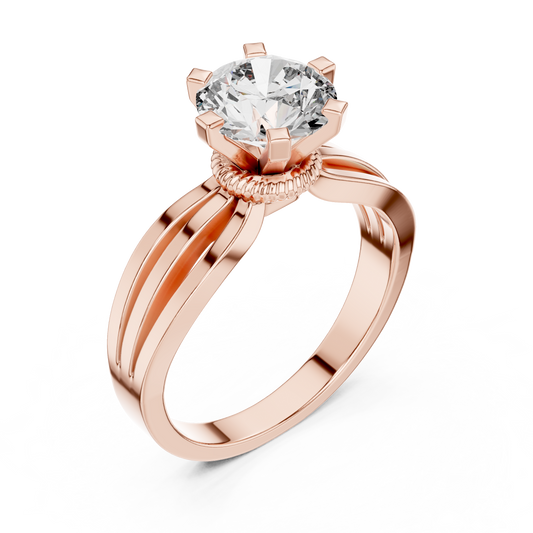 Round 1.0 CT Cut Lab Grown Diamond Infinity Band Custom Design Solitaire Ring