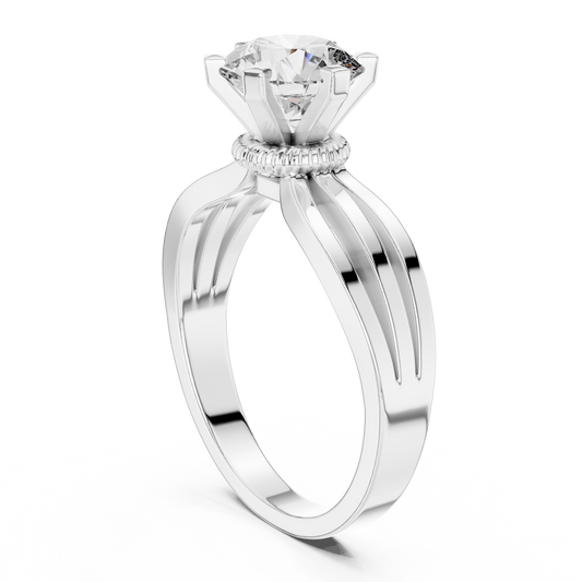Round 1.5 CT Lab Grown Diamond Snake Band Solitaire Unique Wedding Ring