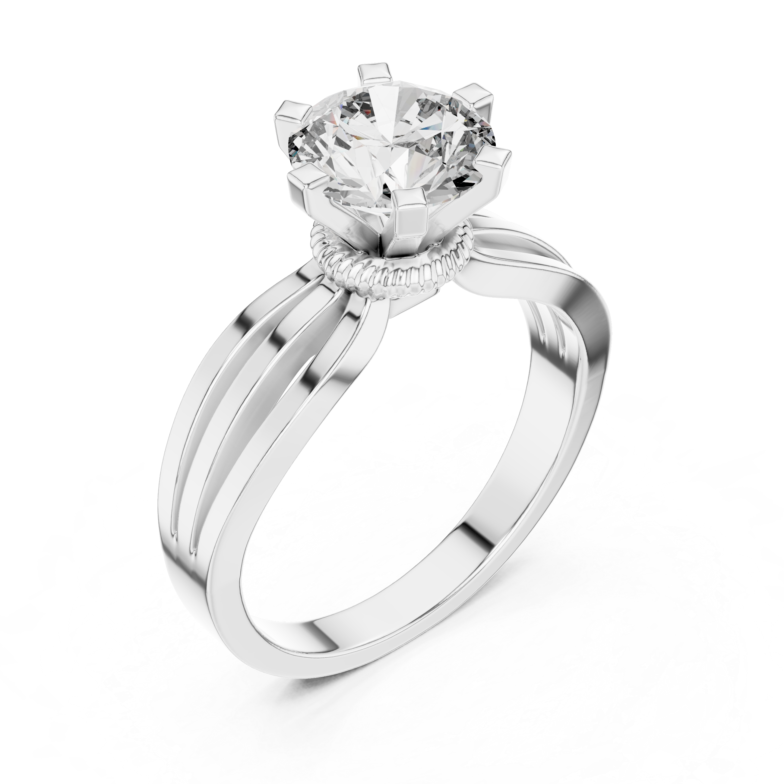 Round 1.5 CT Lab Grown Diamond Snake Band Solitaire Unique Wedding Ring