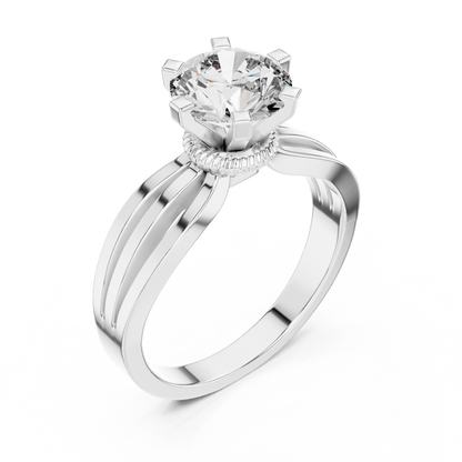 Round 1.5 CT Lab Grown Diamond Snake Band Solitaire Unique Wedding Ring
