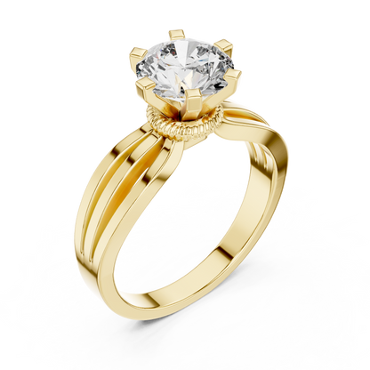 Round 1.5 CT Lab Grown Diamond Solitaire 3 Brake Band Custom Design Ring