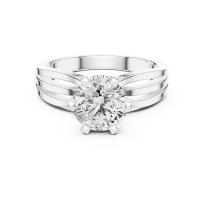 Round 1.5 CT Lab Grown Diamond Snake Band Solitaire Unique Wedding Ring