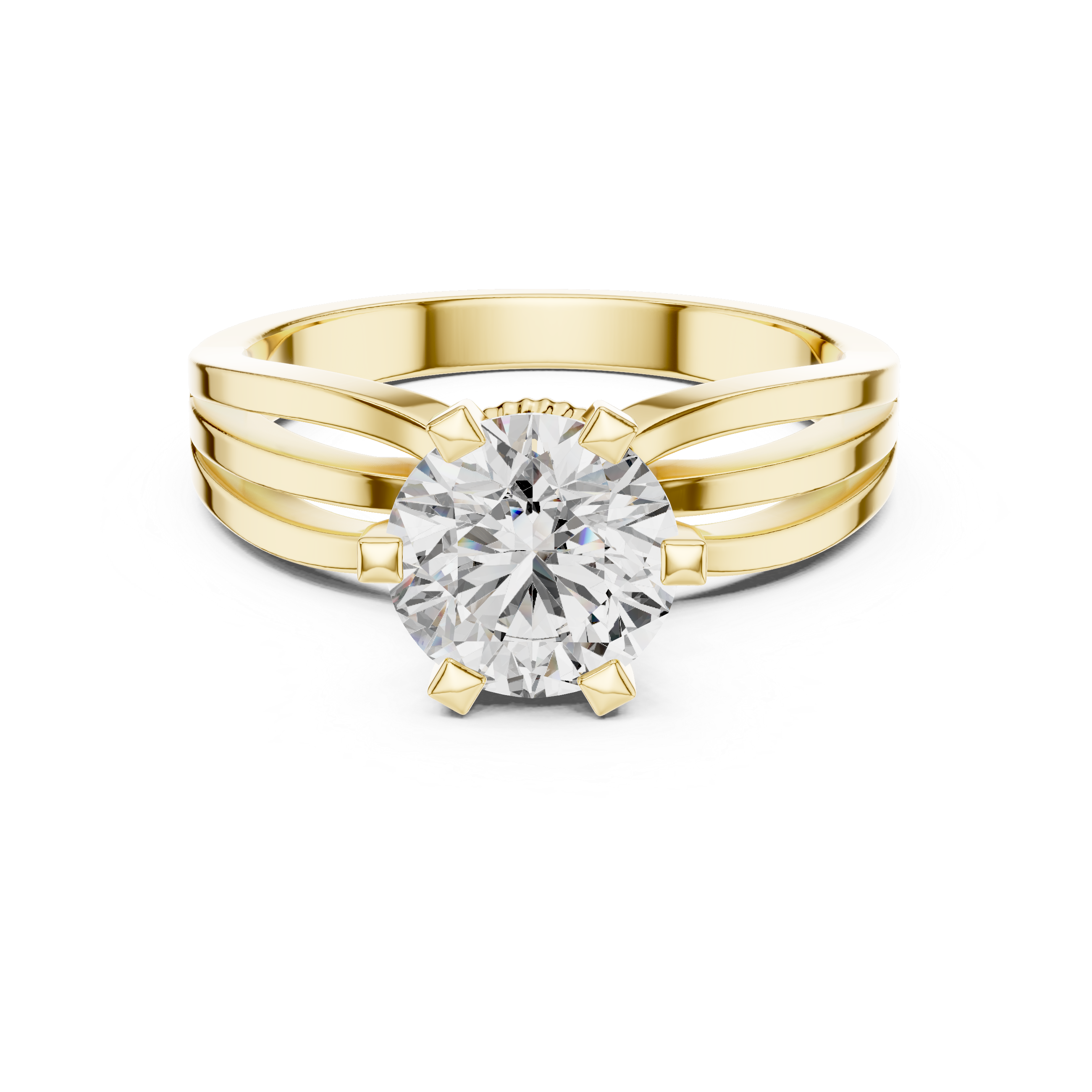 Round 1.5 CT Lab Grown Diamond Solitaire 3 Brake Band Custom Design Ring