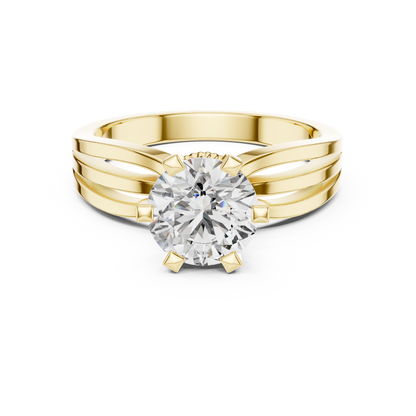 Round 1.5 CT Lab Grown Diamond Solitaire 3 Brake Band Custom Design Ring