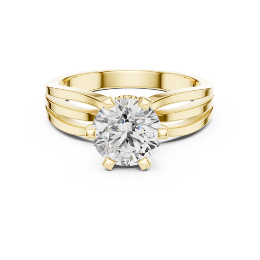 Round 1.5 CT Lab Grown Diamond Solitaire 3 Brake Band Custom Design Ring