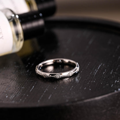 Solid Gold Moissanite Wedding Band, Round Cut Matching Ring