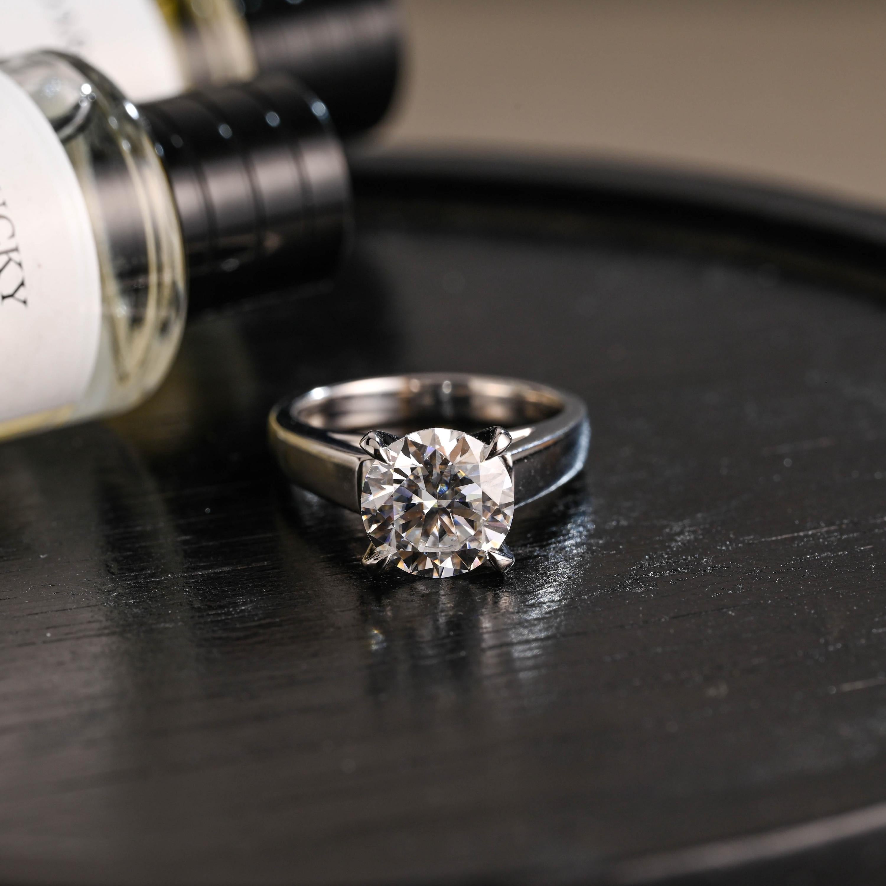 Solid Gold Round Cut Moissanite Engagement Ring, Proposal Ring, Birthday Gift for Women Wife
