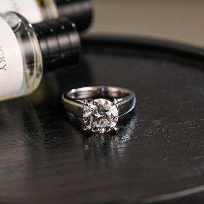 Solid Gold Round Cut Moissanite Engagement Ring, Proposal Ring, Birthday Gift for Women Wife