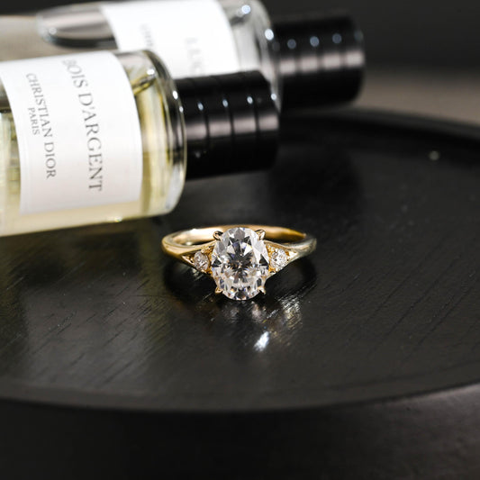 Solid Gold Oval Cut Moissanite Engagement Ring, Anniversary Gift Birthday Gift for Women Wife
