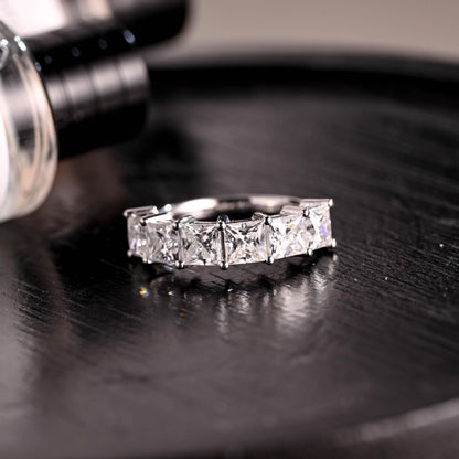 Solid Gold Princess Cut Moissanite Wedding Band, Stackable Ring