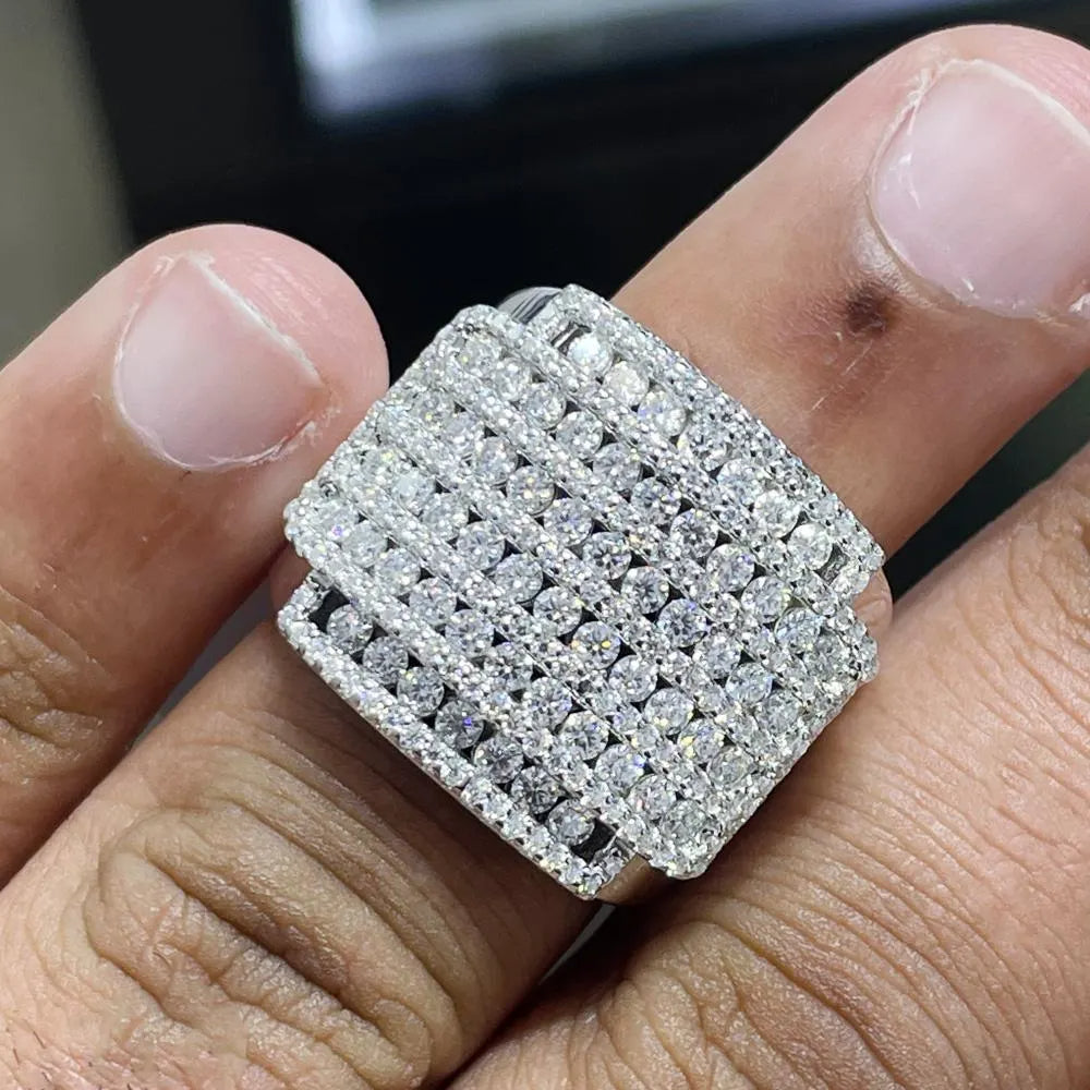 Iced Out Moissanite Pinky Ring: 925 Sterling Silver Hip Hop Jewelry
