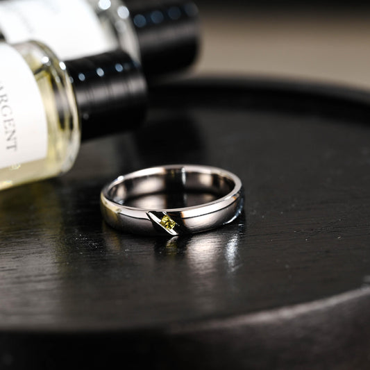 Solid Gold Yellow Sapphire Wedding Band, Matching Ring