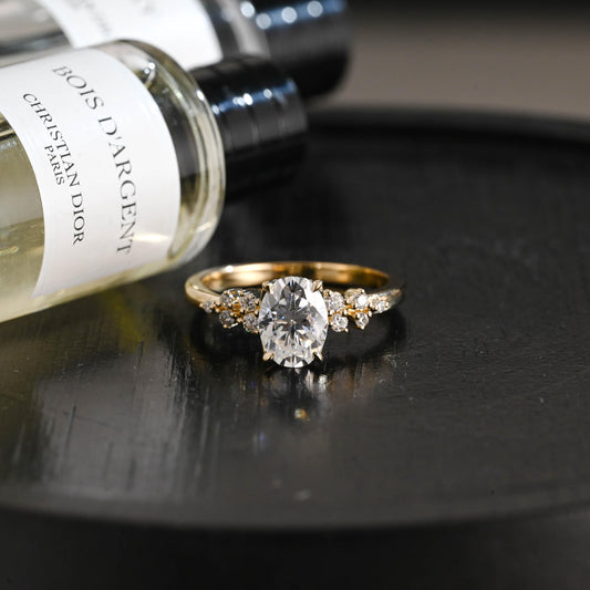 Solid Gold Oval Cut Moissanite Engagement Ring, Anniversary Gift for Women