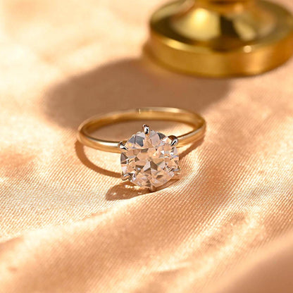 Two Tone Hidden Halo Round Cut Moissanite Engagement Ring, Round Cut Classic 6-Prong Wedding Ring