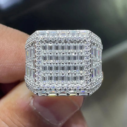 Iced Out Moissanite Ring: Hip Hop Sterling Silver Custom Ring, 5.80 CTW Moissanite