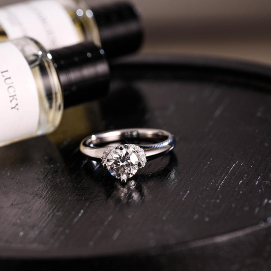 Solid Gold Round Cut Moissanite Engagement Ring, Anniversary Gift Birthday Gift for Women Wife