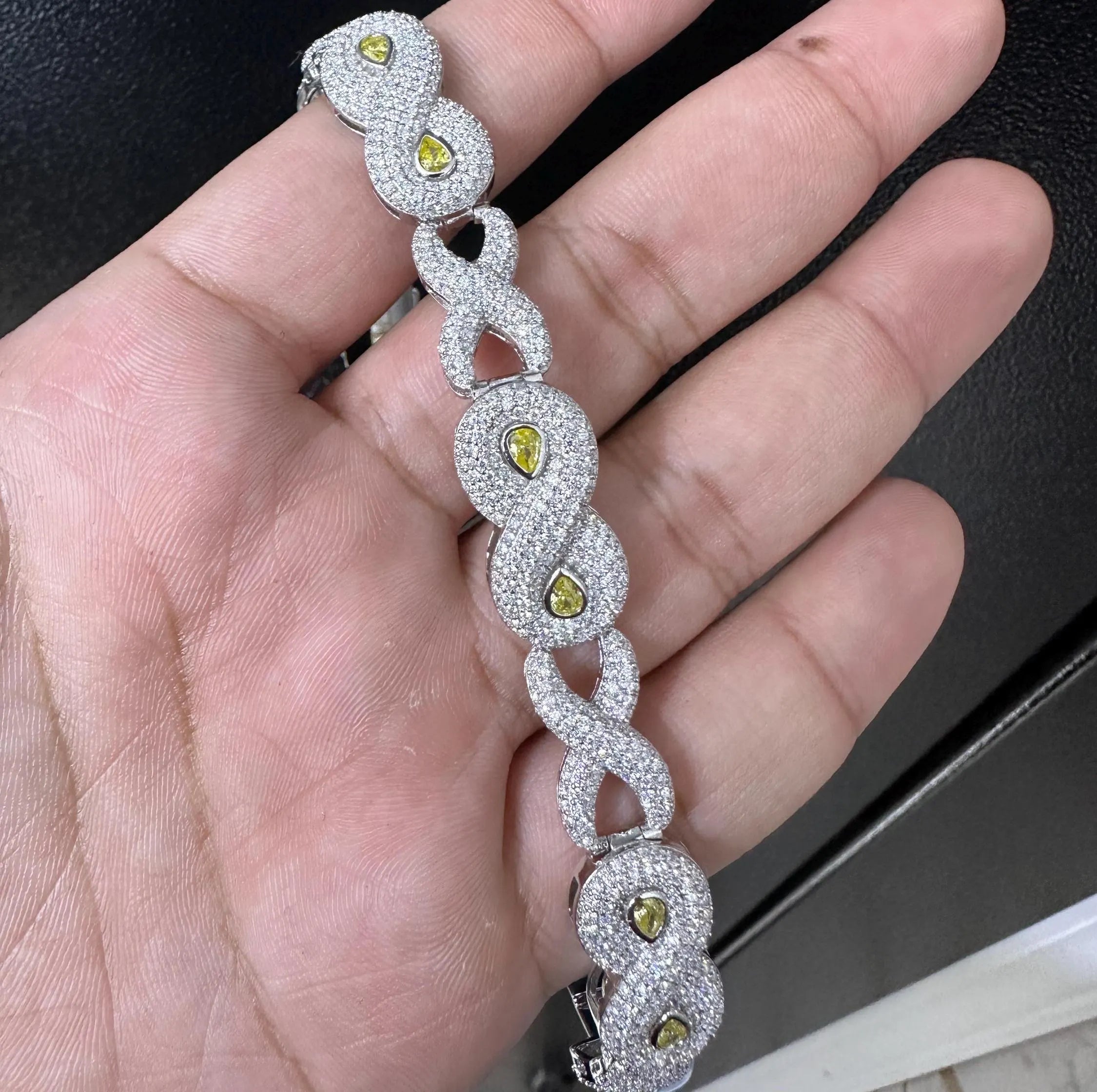 VVS1 Moissanite Infinity Bracelet: 925 Silver Hip Hop Jewelry , Moissanite Bracelet