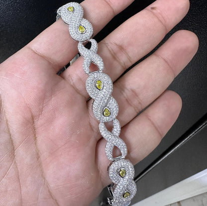VVS1 Moissanite Infinity Bracelet: 925 Silver Hip Hop Jewelry , Moissanite Bracelet
