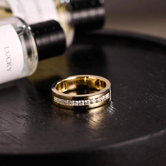 Solid Gold Round Cut Moissanite Wedding Band, Wedding Ring, Matching Band, Anniversary Gift Birthday Gift Valentine's Day Gift for Women