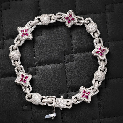 Moissanite Clover Tennis Bracelet: 13 Carat D VVS1 Sterling Silver
