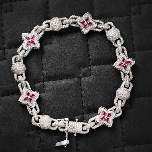 Moissanite Clover Tennis Bracelet: 13 Carat D VVS1 Sterling Silver