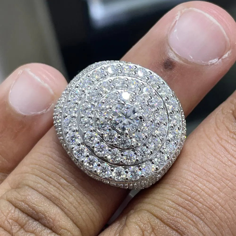 7.84CTW Moissanite Dome Ring: VVS D, Gold Plated Sterling Silver