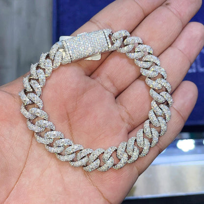 Moissanite VVS1 Cuban Link 12mm 925 Sterling Silver Passes Diamond Tester