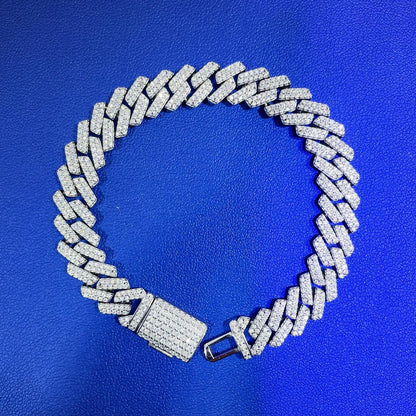 Moissanite Miami Cuban Link Bracelet: 925 Sterling Silver, 6.5ctw