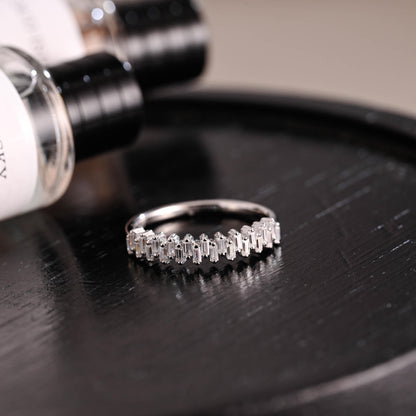 Solid Gold Baguette Moissanite Wedding Band, Anniversary Ring