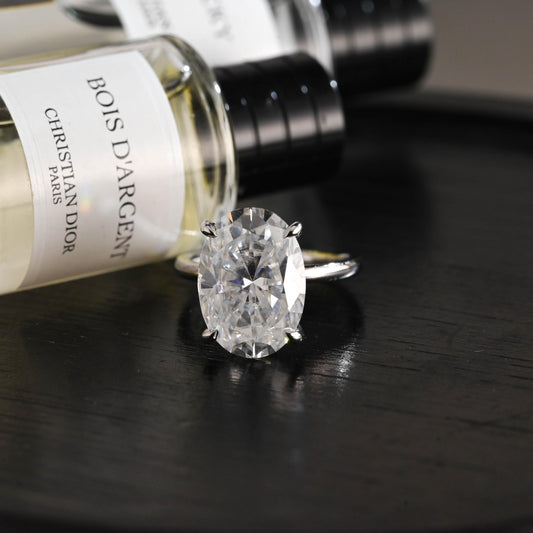 Solid Gold Oval Moissanite Engagement Ring, Anniversary Gift Birthday Gift for Women