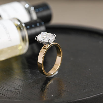 Crushed Ice Cut Elongated Cushion Cut Moissanite Engagement Ring, Solid Gold Cushion Wedding Ring, Hidden Halo Anniversary Moissanite Ring