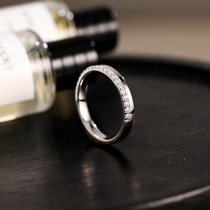 Solid Gold Moissanite Half Eternity Wedding Band, Anniversary Ring