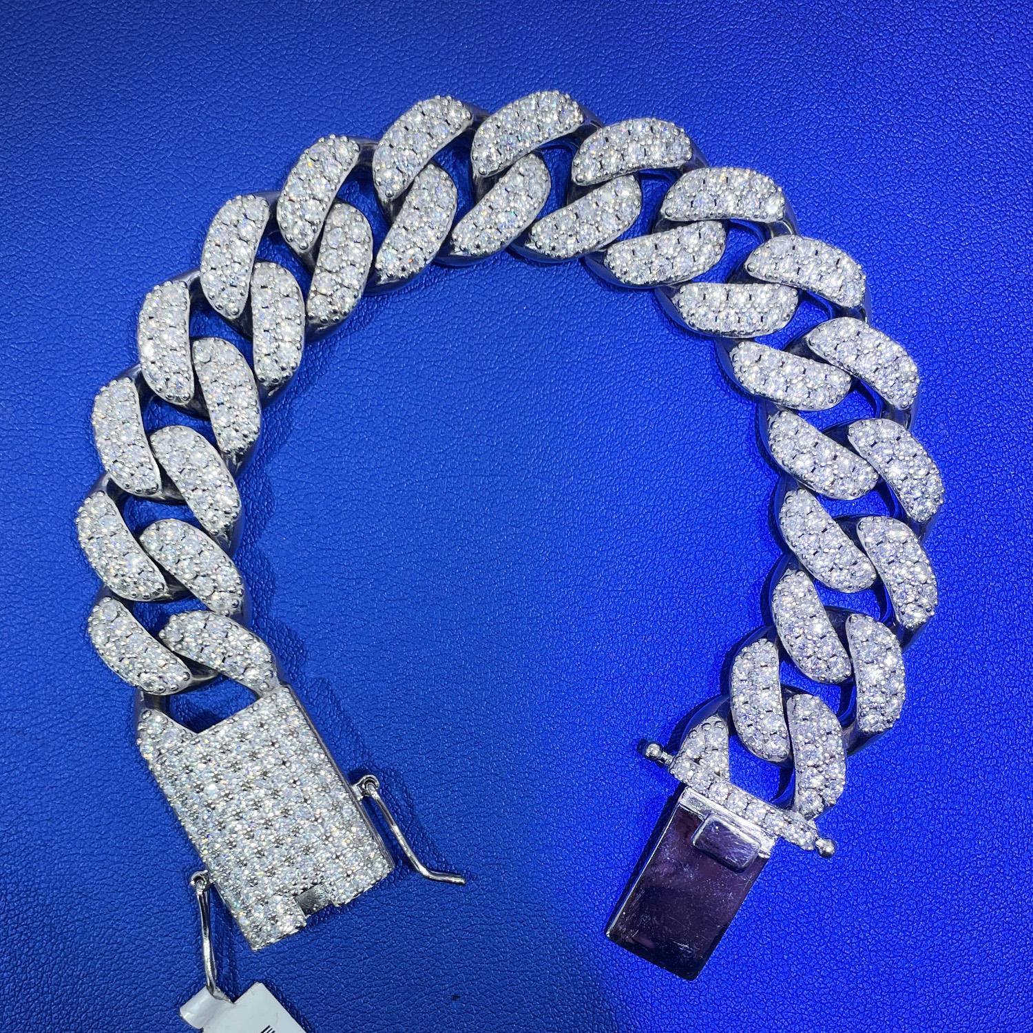 18.70 Carat Moissanite Cuban Link Chain: D Color VVS 925 Sterling Silver